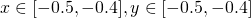  x\in [-0.5,-0.4], y\in [-0.5,-0.4] 