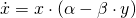  \dot{x} = x\cdot (\alpha - \beta \cdot y) 