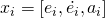 x_i = [e_i, \dot{e_i}, a_i]